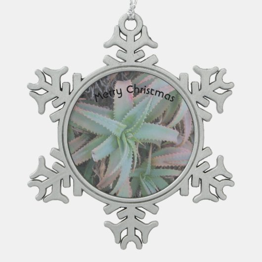 Nevada succulents tin sneeuwvlok ornament (Voorkant)