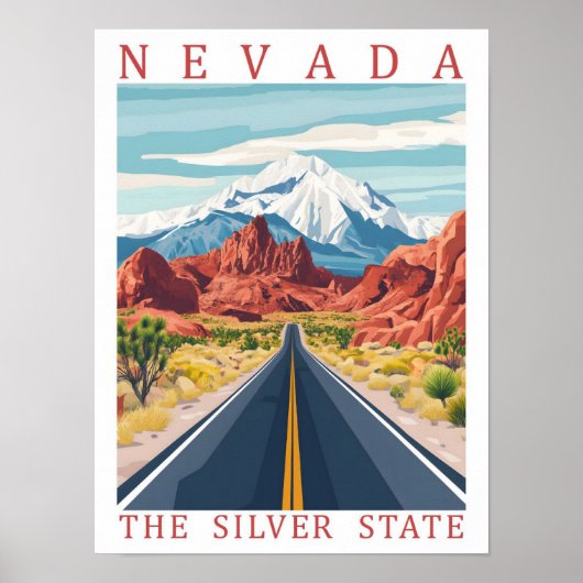 Nevada the Silver State USA Travel Place Poster (Voorkant)