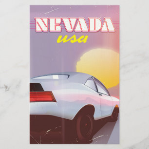 Nevada USA Ondergaande zon sportauto Briefpapier