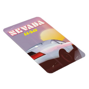 Nevada USA Ondergaande zon sportauto Magneet