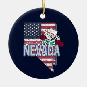 Nevada Verenigde Staten Retro Kaart USA Casino Keramisch Ornament