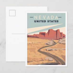 Nevada Verenigde Staten Vintage Travel Illustratio Briefkaart