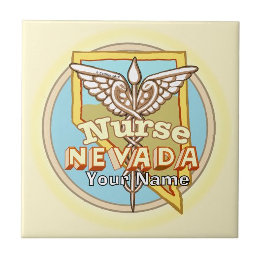Nevada Verpleegster Caduceus Tegels Tegeltje (Voorkant)