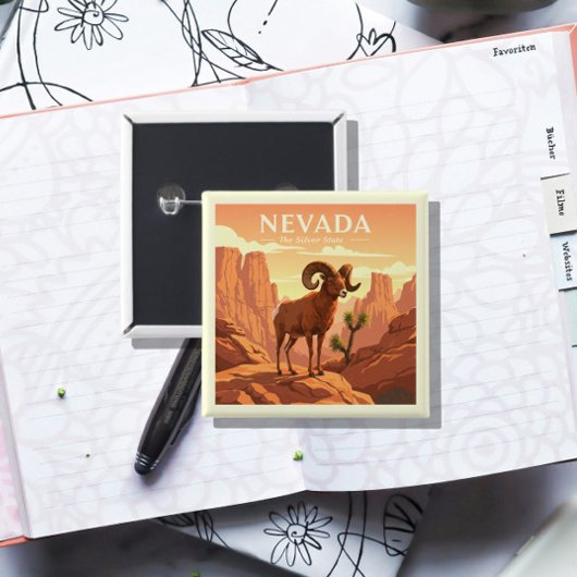 Nevada Vierkante Button 5,1 Cm