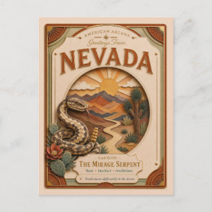 Nevada Vintage Paper Cut Amerikaanse Arcana Briefkaart