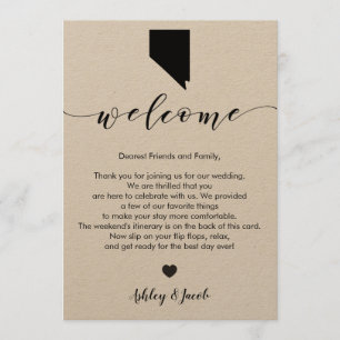 Nevada Wedding Welcome Letter & Route Kaart