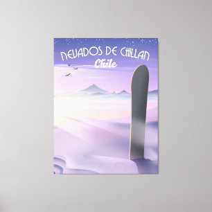 Nevados de Chillan, Chili Snowboarding poster. Canvas Afdruk