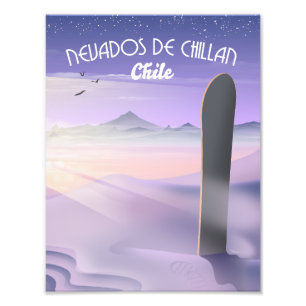 Nevados de Chillan, Chili Snowboarding poster. Foto Afdruk