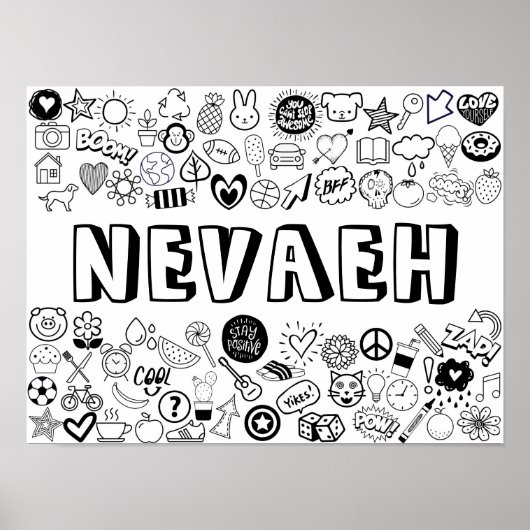 'NEVAEH' Color-it-Yourself-contourontwerp Poster (Voorkant)