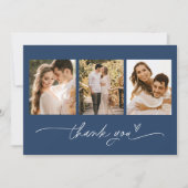 NEVE Navy Blue foto bruiloft bedankje Kaart (Voorkant)