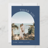 NEVE Navy Blue Moderne trouwfoto dank u kaart (Voorkant)