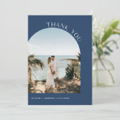 NEVE Navy Blue Moderne trouwfoto dank u kaart (Staand voorkant)