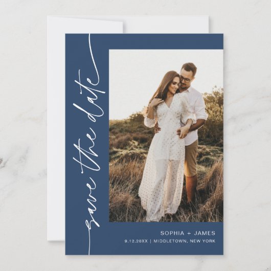 NEVE Navy Blue Photo Enregistrer la carte Date (Devant)