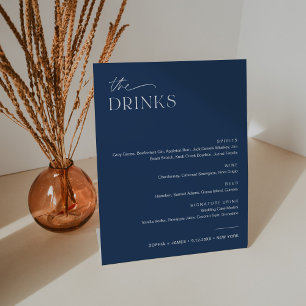 NEVE Navy Bruiloft Drink Bar Menu Reclamebord Met Voetstuk
