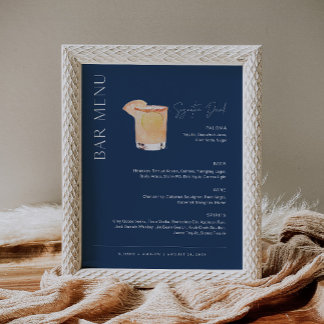 NEVE Navy Signature Drink Wedding Bar Sign Poster