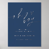 NEVE Navy, zilverfolie Oh Boy Baby shower teken Folie Afdrukken (Voorkant)