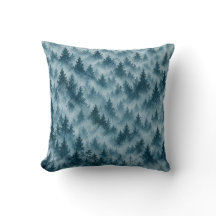Nevelig Blauw Dennenbos Watercolor Patroon
