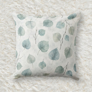 Nevelig Blauw Trillende Espenblad Patroon Kussen