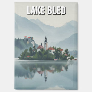 Nevelig Bled-meer Slovenië Magneet