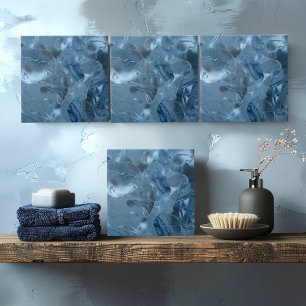 Nevelig marmeren abstract patroon donkerblauw ID70 Tegeltje
