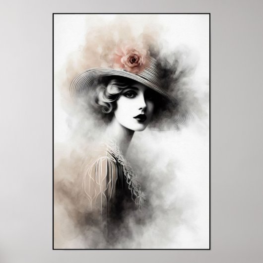 Nevelig Retro Portret van Elegantie Poster (Voorkant)