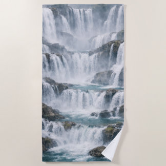 Nevelig Waterval Landschap Strandlaken