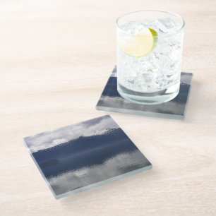 Nevelige Alaskische Zee in tinten blauw Glazen Onderzetter