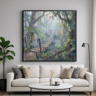 Nevelige Junglebrug - Pastel Schilderstijl Poster