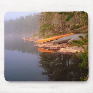 Nevelige kano-camping, Kawnipimeer, Muismat