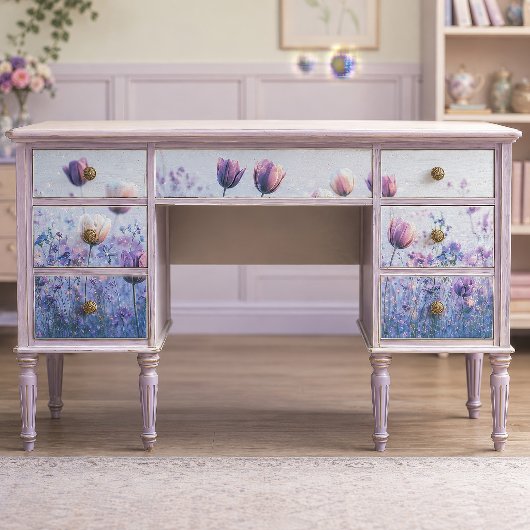 Nevelige lavendel tulp weide decoupage tissuepapier