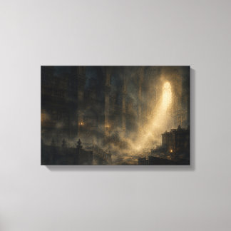 Nevelige oude bibliotheek — KŌAN (Landschap) Canva Canvas Afdruk