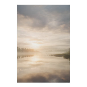 Nevelmeer Zonsopgang Gouden Weerkaatsing Perfect Poster