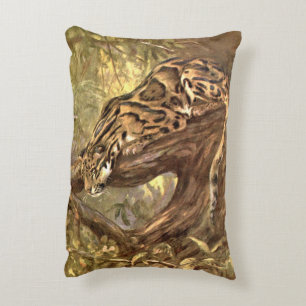 Nevelpanter door CE Swan, Vintage Wilde Dieren Accent Kussen