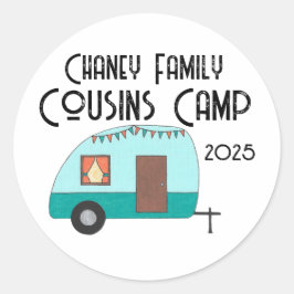 Neven Kamp Retro Camper Ronde Sticker