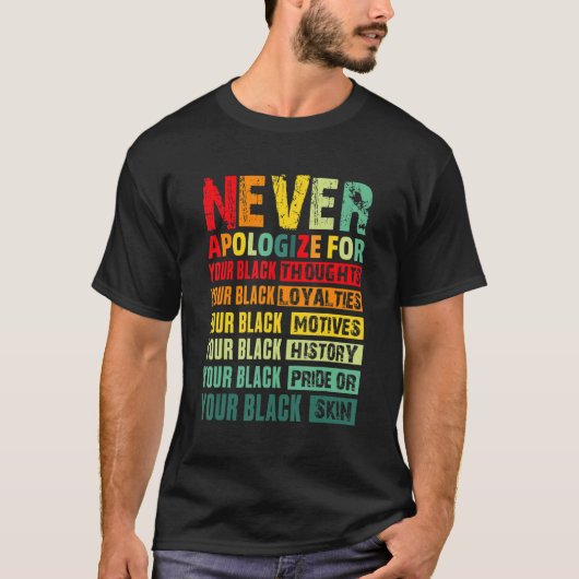 Never Apologize Black History Month BLM Melanin Pr T-shirt (Voorkant)