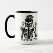 Never Better Skeleton Funny Retro Halloween Mug Mok (Links)