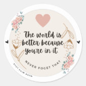 Never Forget Your Worth Ronde Sticker (Voorkant)