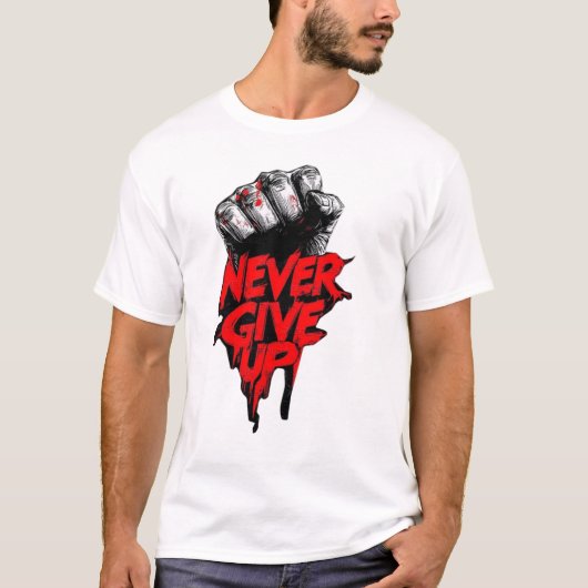 "NEVER GIVE UP" Gym T-Shirts for Men Online (Devant)