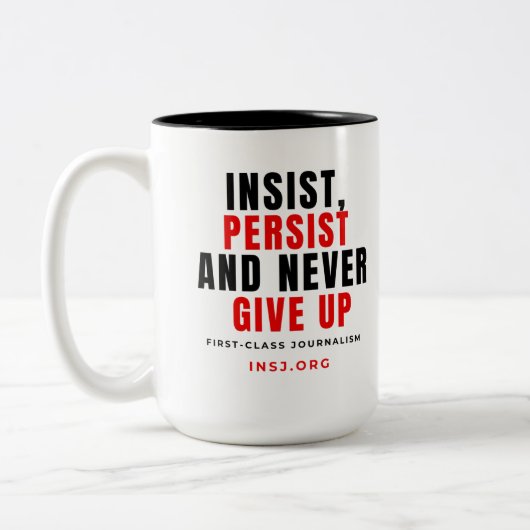 Never Give Up Two-Tone Mug Tweekleurige Koffiemok (Links)