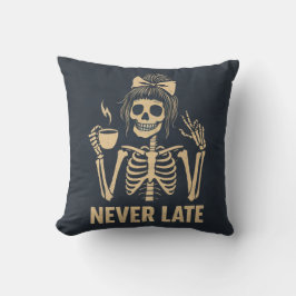 Never late  skeleton cushion kussen