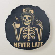 Never late  skeleton cushion