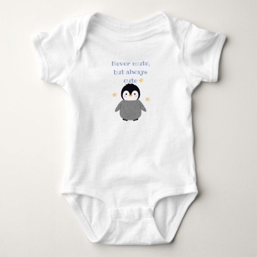 Never mute but always cute- Pinguin Romper (Voorkant)