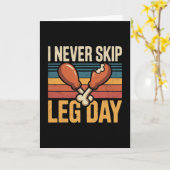 Never Skip Leg Day Funny Turkey Retro Kaart (Gele Bloem)