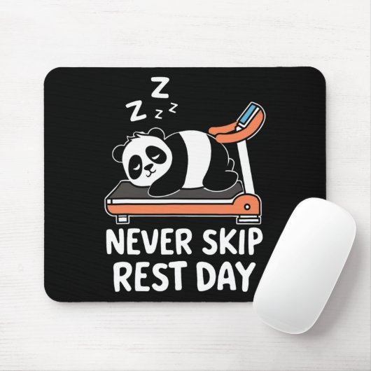 Never Skip Rest Day Funny Bodybuilding Panda Worko Muismat (Met muis)