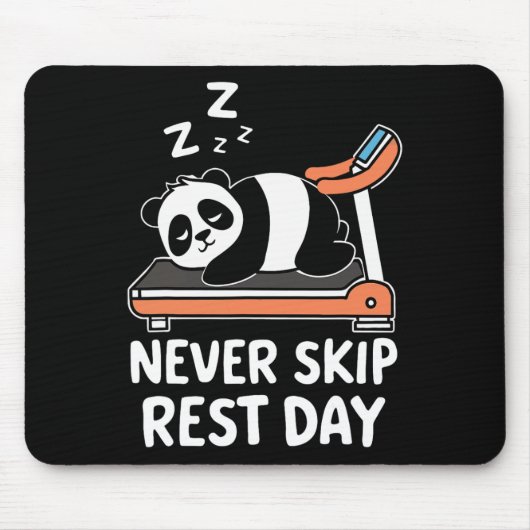 Never Skip Rest Day Funny Bodybuilding Panda Worko Muismat (Voorkant)