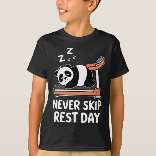 Never Skip Rest Day Funny Bodybuilding Panda Worko T-shirt (Voorkant)