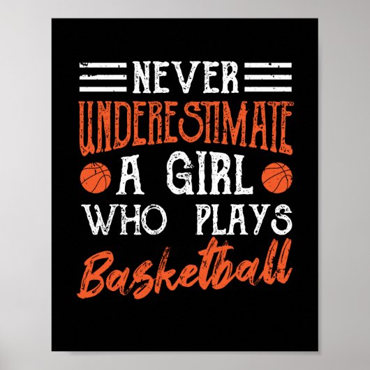 Never underestimate a girl who plays basketball poster (Voorkant)