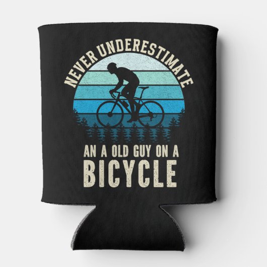 Never Underestimate an old guy on a Bicycle Blikjeskoeler (Achterkant)