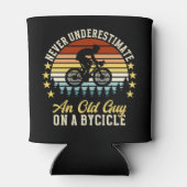 Never Underestimate an old guy on a Bicycle Funny Blikjeskoeler (Achterkant)