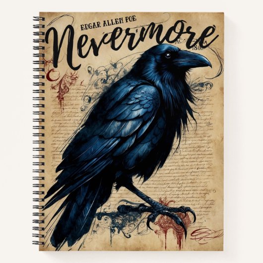 NEVERMORE Edgar Allen Poe Crow Notitieboek (Voorkant)